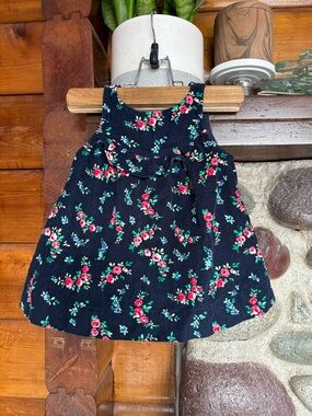 3 for $40 | Baby Gap Navy Floral Corduroy Ruffle Jumper Dress - 3-6M